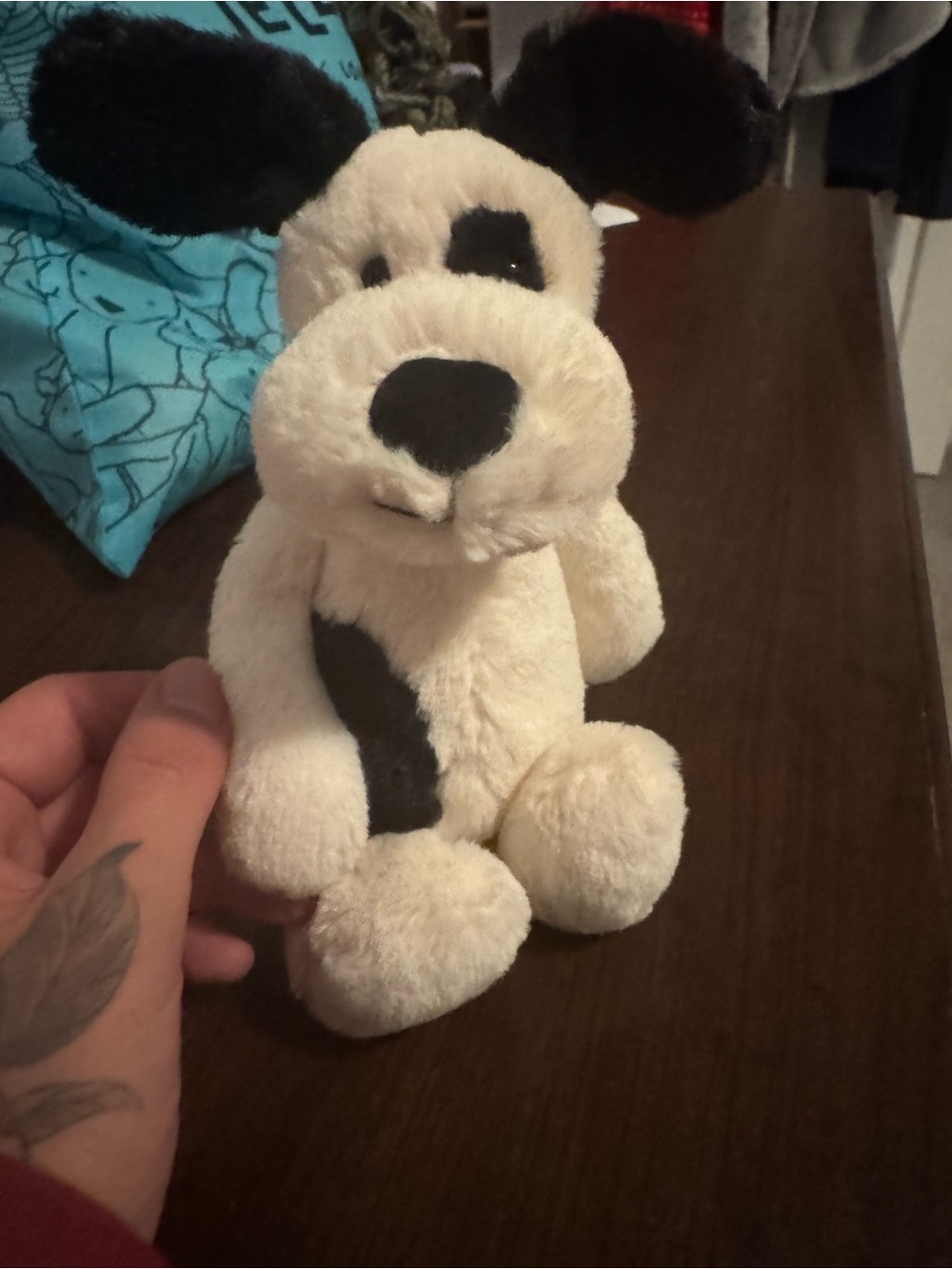 Jellycat Cream and Black Bashful Puppy Plush Small Little